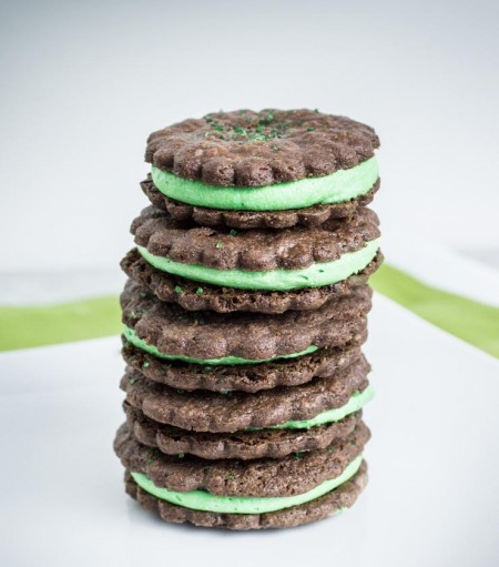 Chocolate Sables with Mint Filling