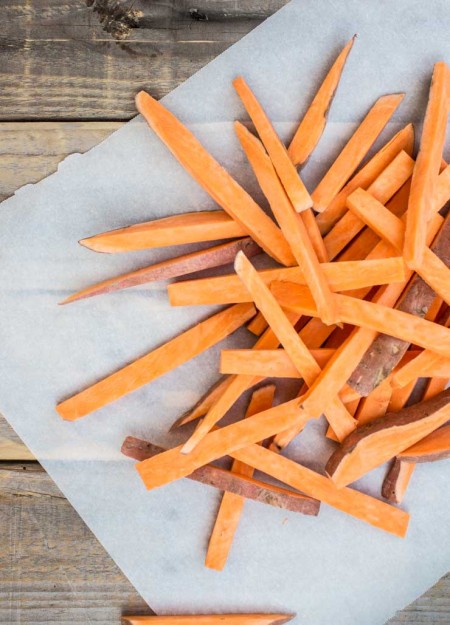 Sweet Potatoes Cut for Fries