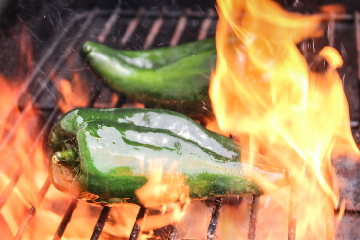 Fire Roasting Poblano Peppers