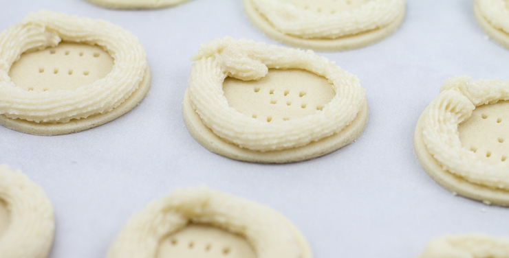 Marzipan Piped Around Shortbread Cookies