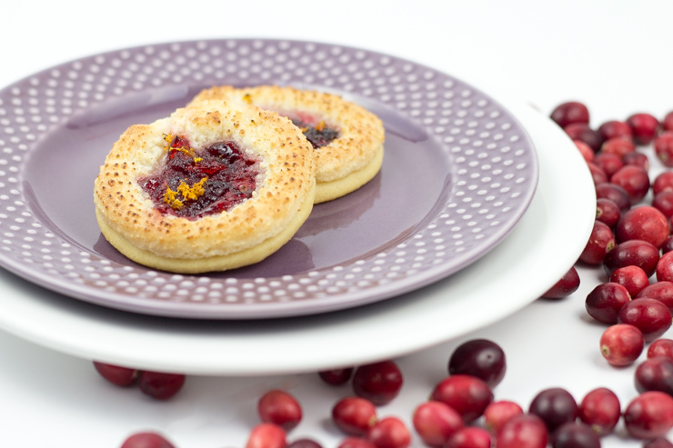 Cranberry Marzipan Shortbread Cookies