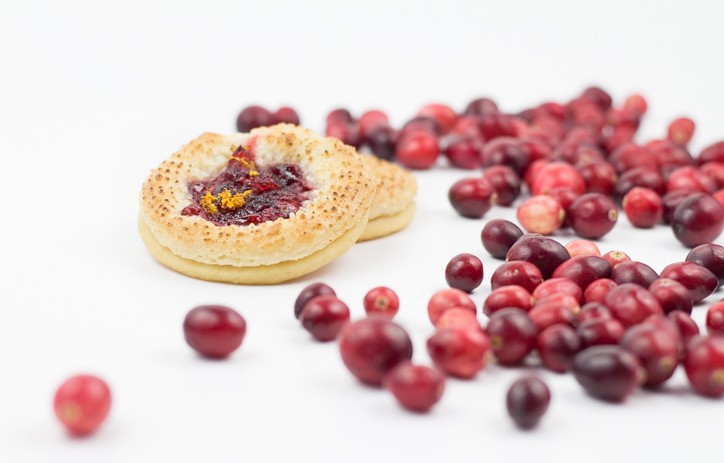 Cranberry Marzipan Shortbread Cookies