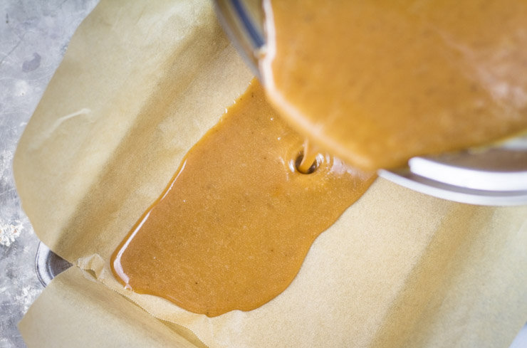 Pouring Caramel into Prepared Pan