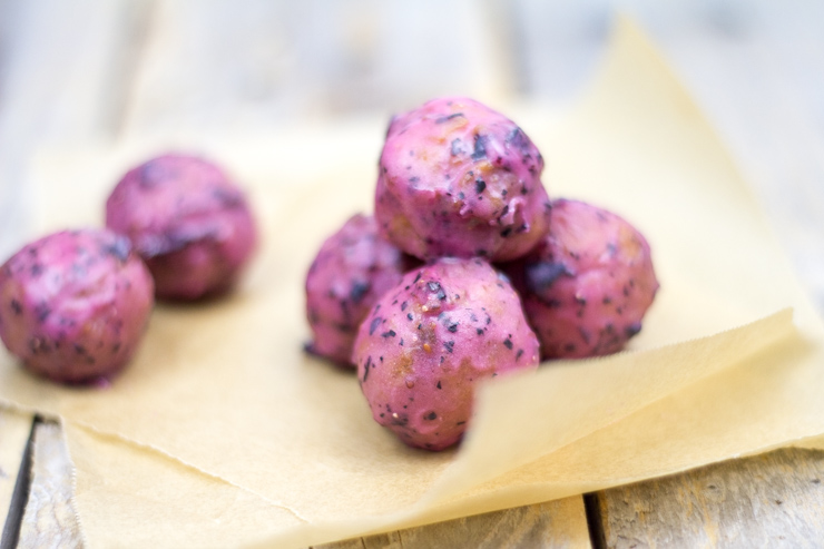 Blueberry Glazed Peppered Corn Doughnut Holes