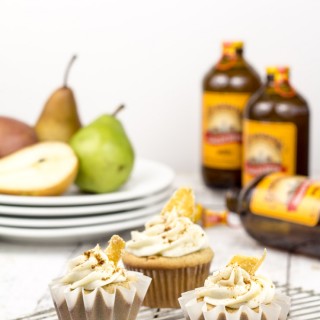 Ginger Beer Cupcakes with Roasted Pear Mascarpone Frosting