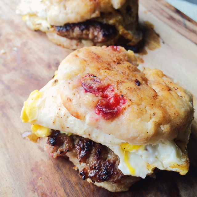 Blood Orange Sausage Egg Biscuit