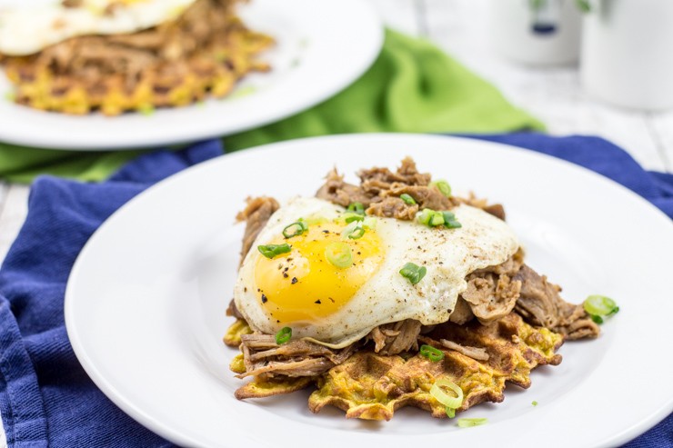 Sweet Potato Pulled Pork Waffles