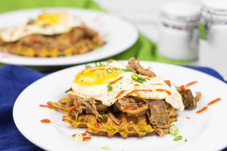 Sweet Potato Pulled Pork Waffles