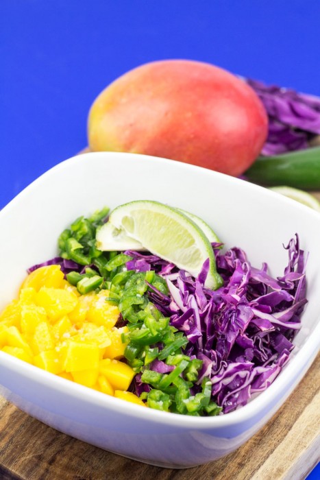 Mango Jalapeño Reb Cabbage Citrus Slaw