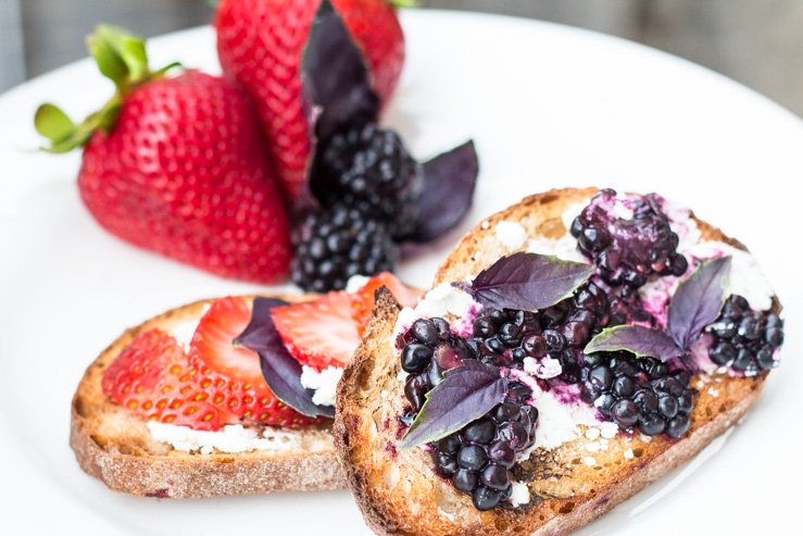 Goat Cheese Berry Basil Sourdough Toast