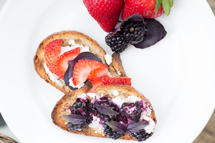 Goat Cheese Berry Basil Sourdough Toast