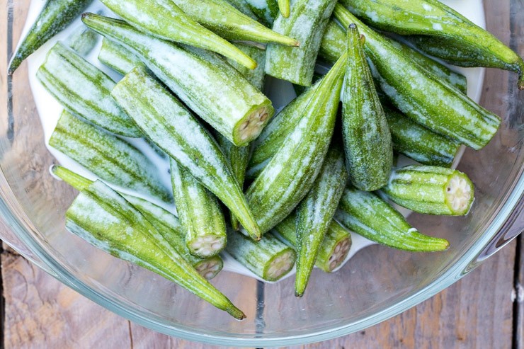 Okra Dip in Buttermilk