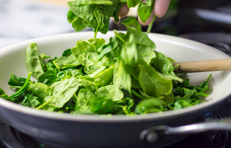 Sautéing the Spinach