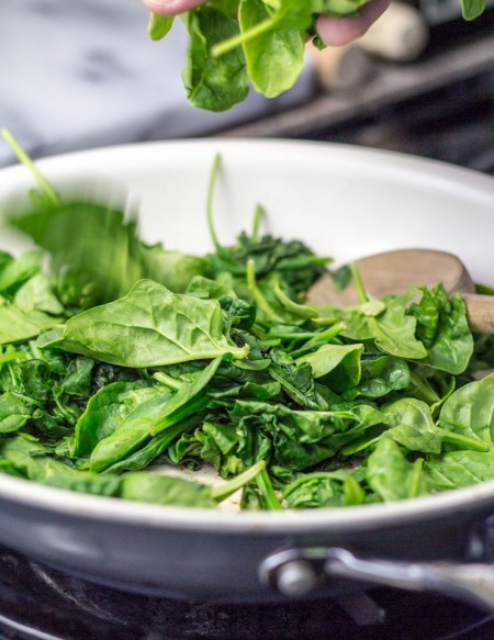 Sautéing the Spinach