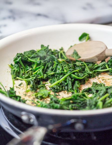 Sautéing the Spinach