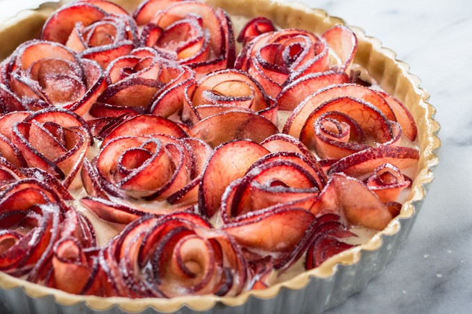 Sugar Topped Pluot Meringue Tart