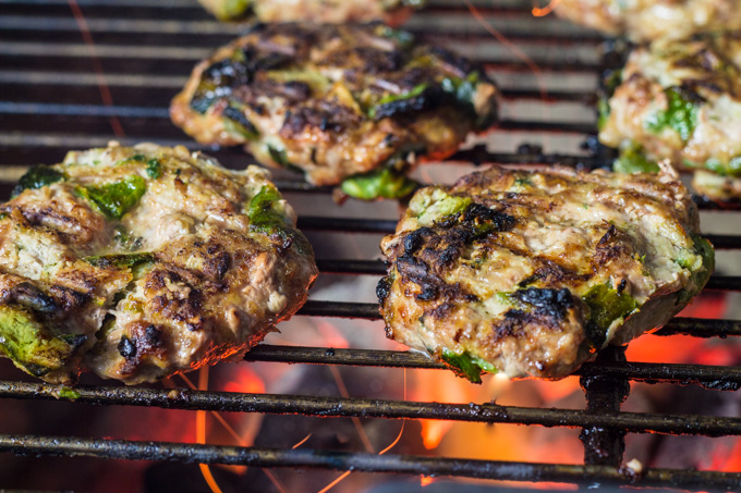 Grilling the Poblano Turkey Sliders