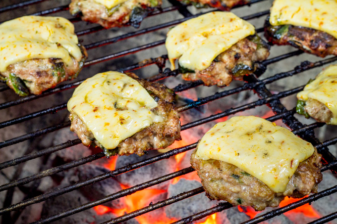 Grilling the Poblano Turkey Sliders