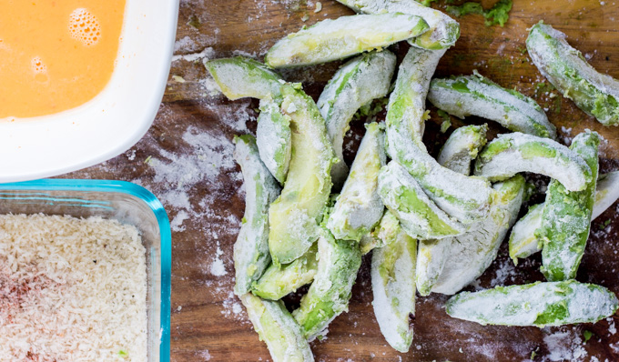 Coated Avocado Slices for Fries