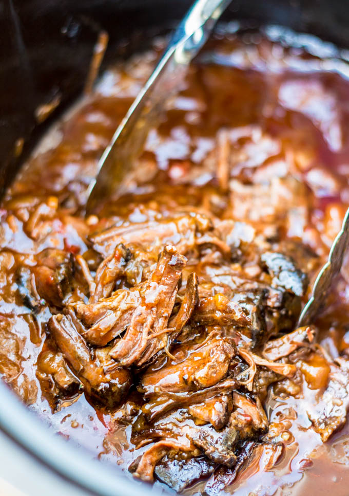 Slow Cooked Flank Steak with Apple Bourbon Sauce