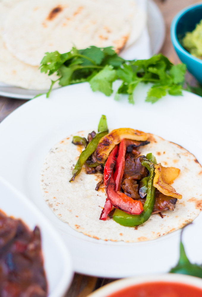 Apple Bourbon Steak Fajitas