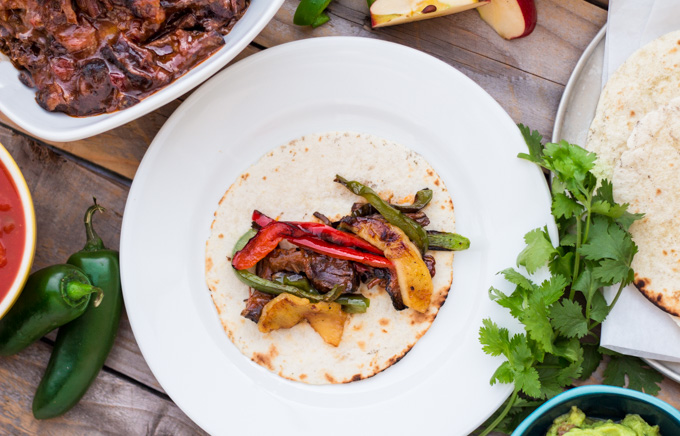 Apple Bourbon Steak Fajitas