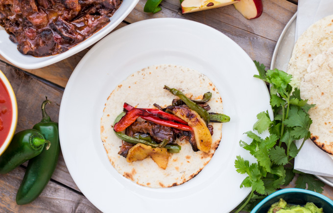 Apple Bourbon Steak Fajitas