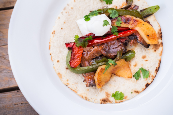 Apple Bourbon Steak Fajitas