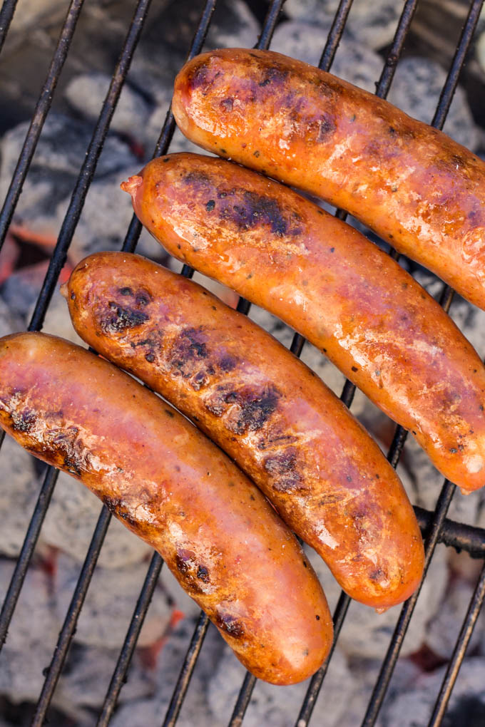 Andouille Sausages for Grilled Mustard BBQ Slaw