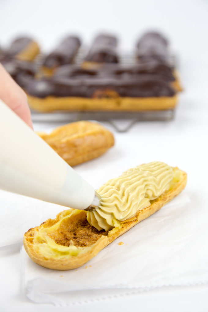 Brown Sugar Cinnamon Whiskey Cream Eclairs