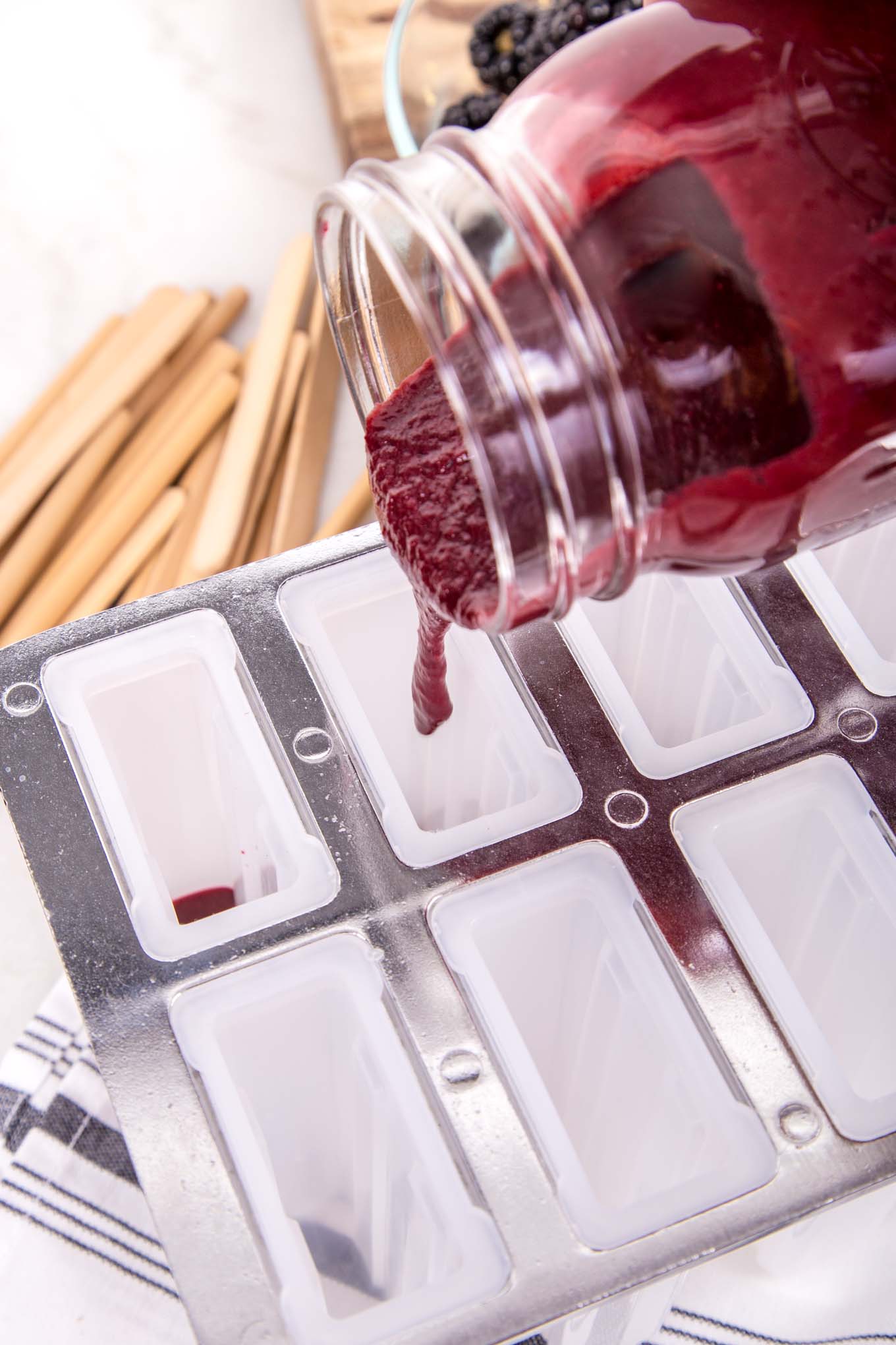 Making Blackberry Lavender Cream Paletas