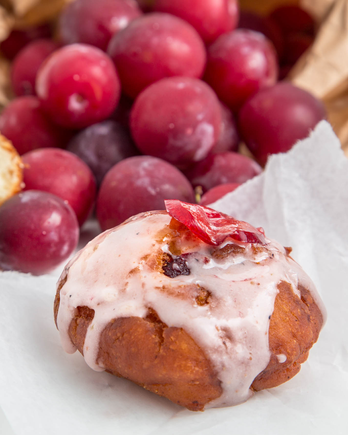 Plum Glazed Cake Donuts from SouthernFATTY.com