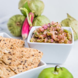 Roasted Tomatillo and Radish Salsa - SouthernFATTY.com