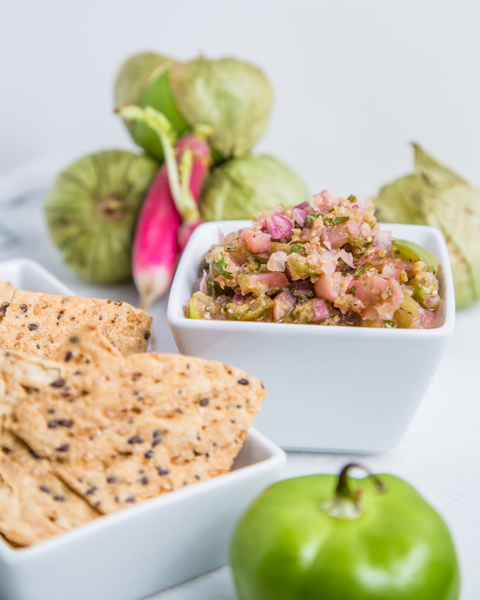 Roasted Tomatillo Radish Salsa | Southern FATTY