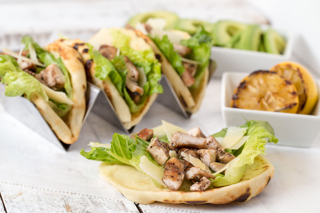 Chicken Caesar Naan Tacos by SouthernFATTY.com