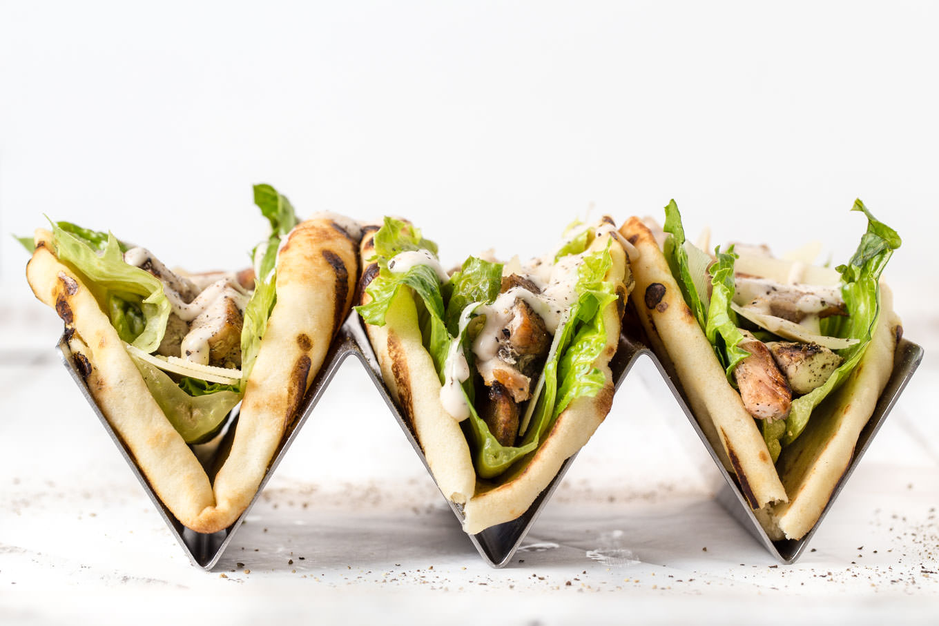 Chicken Caesar Naan Tacos by SouthernFATTY.com
