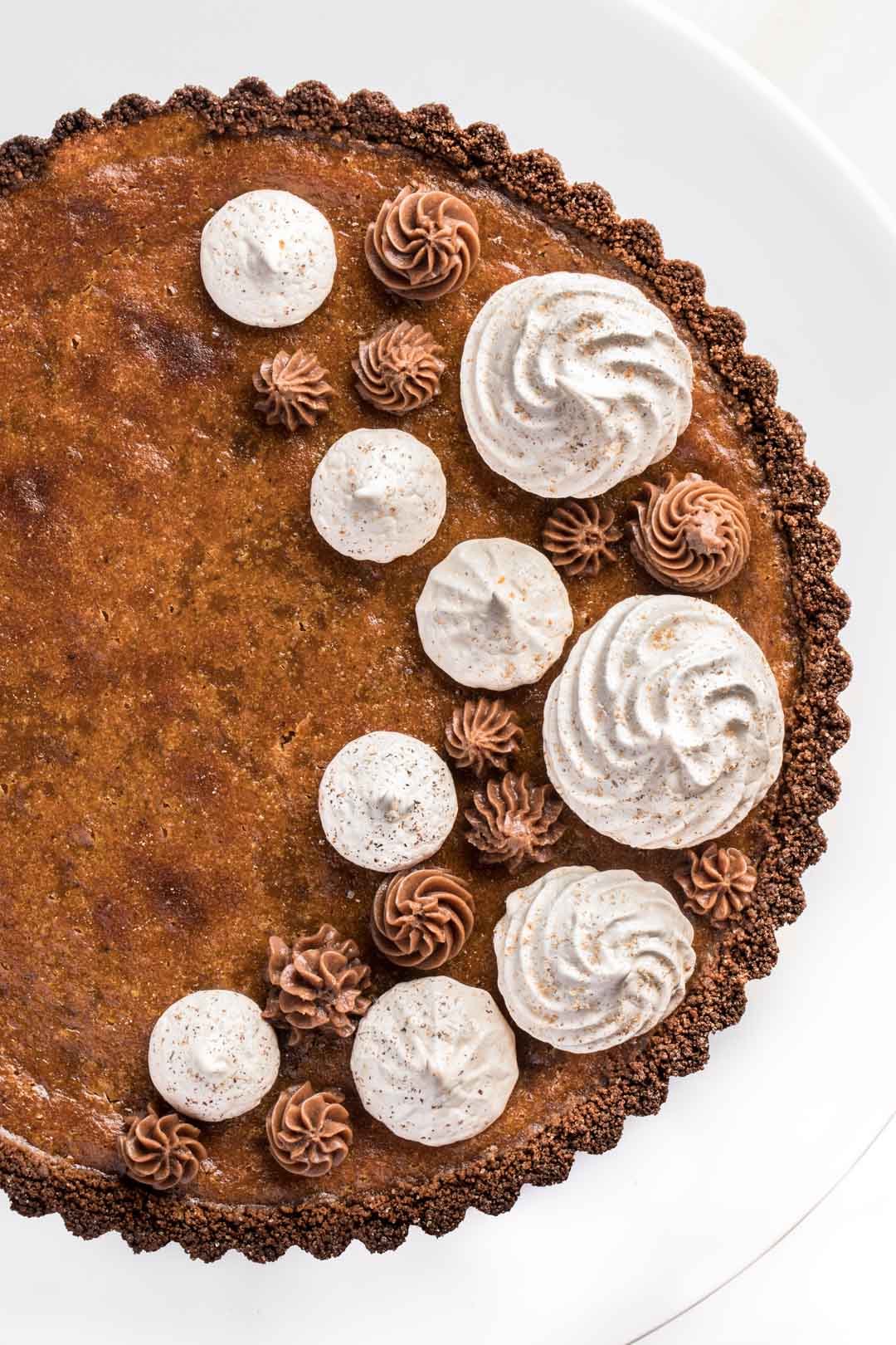 Gingersnap Pumpkin Tart with Nutmeg Meringues from SouthernFATTY.com