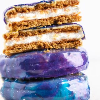 Galaxy Mirror Glazed Moon Pies on SouthernFATTY.com