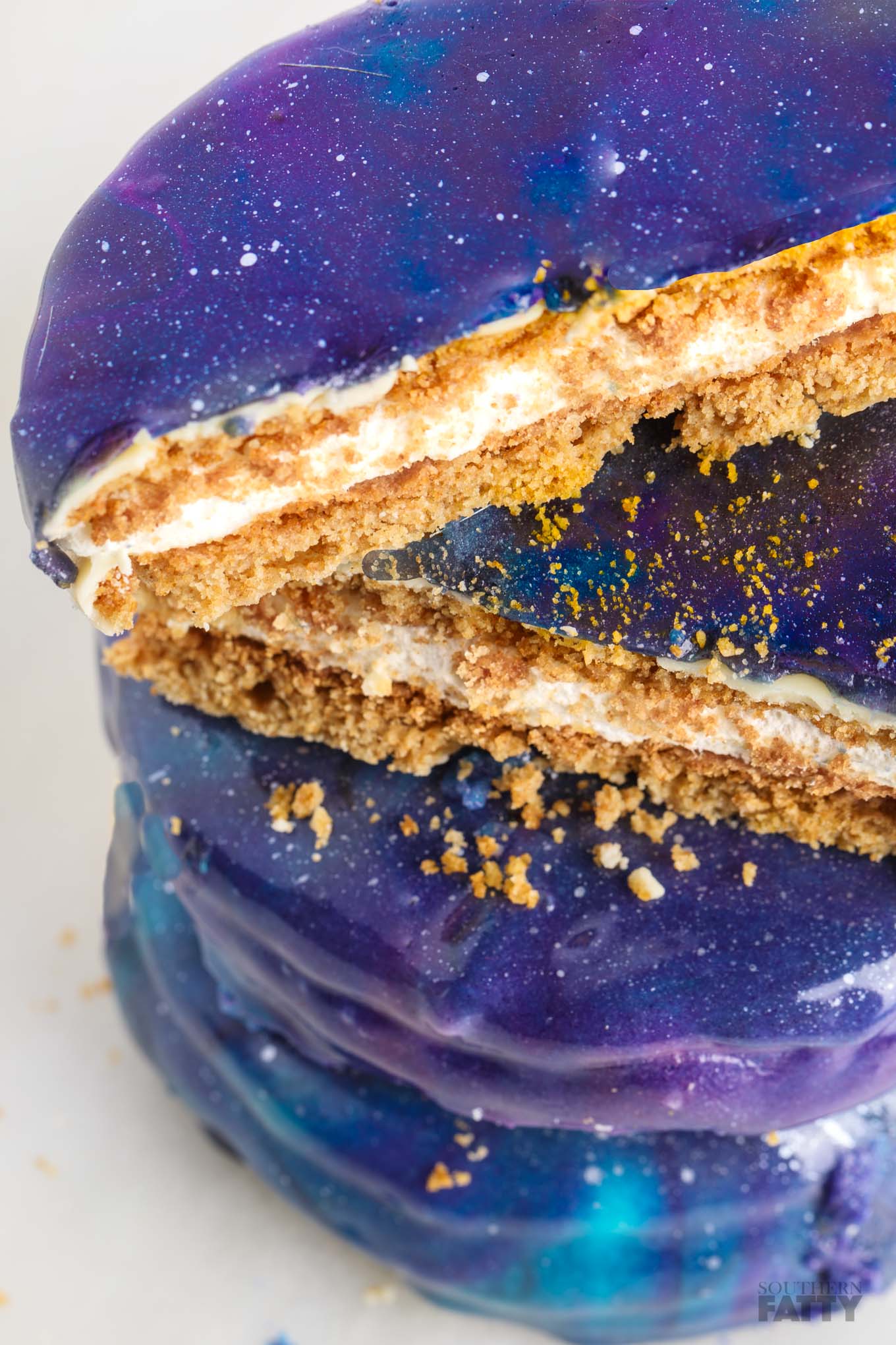 Galaxy Mirror Glazed Moon Pies on SouthernFATTY.com