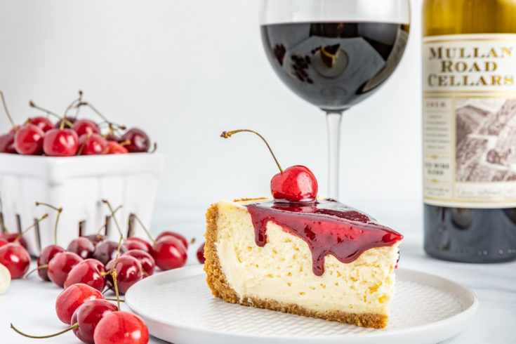 Red Wine Cherry Glazed Cheesecake