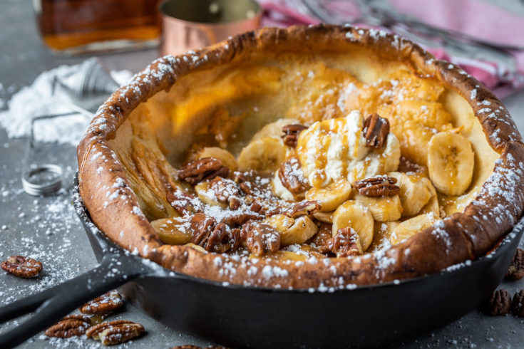 Banana Pecan Bourbon Dutch Baby