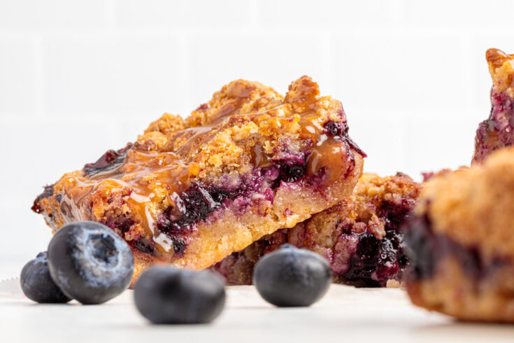 Blueberry Cornmeal Caramel Crumble Bars