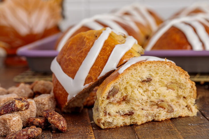 Maple Glazed Pecan Hot Cross Buns