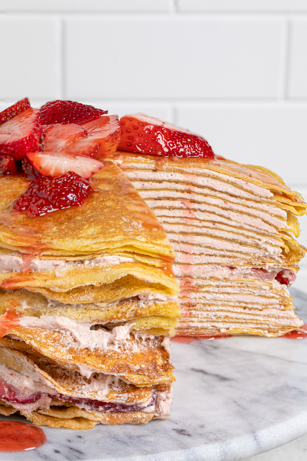 Strawberries and Cream Crepe Cake - Completely Delicious