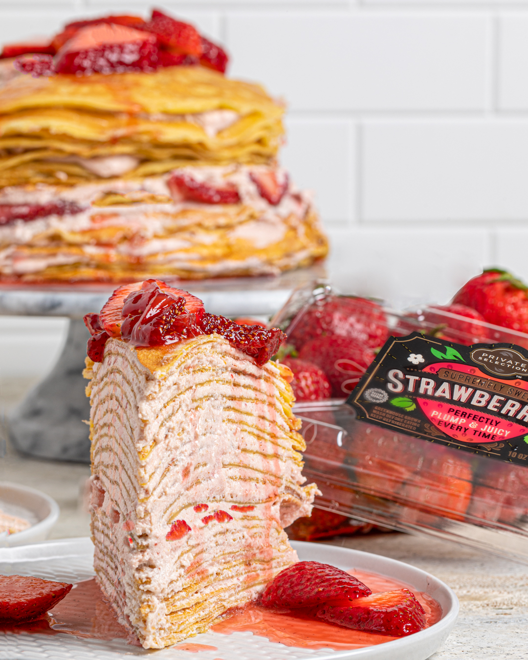 Strawberries and Cream Crepe Cake - Completely Delicious