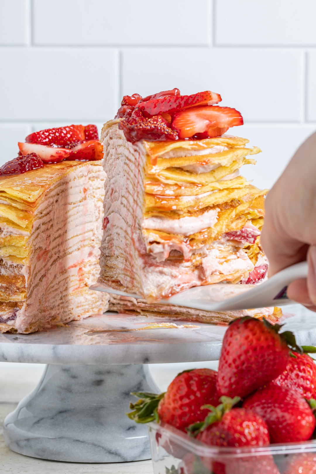 Strawberries and Cream Crepe Cake – Broken Oven Baking