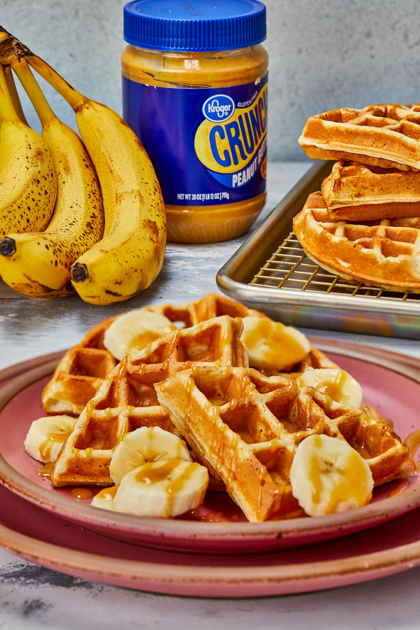 Peanut Butter Waffles + Maple Caramel Bananas Southern FATTY