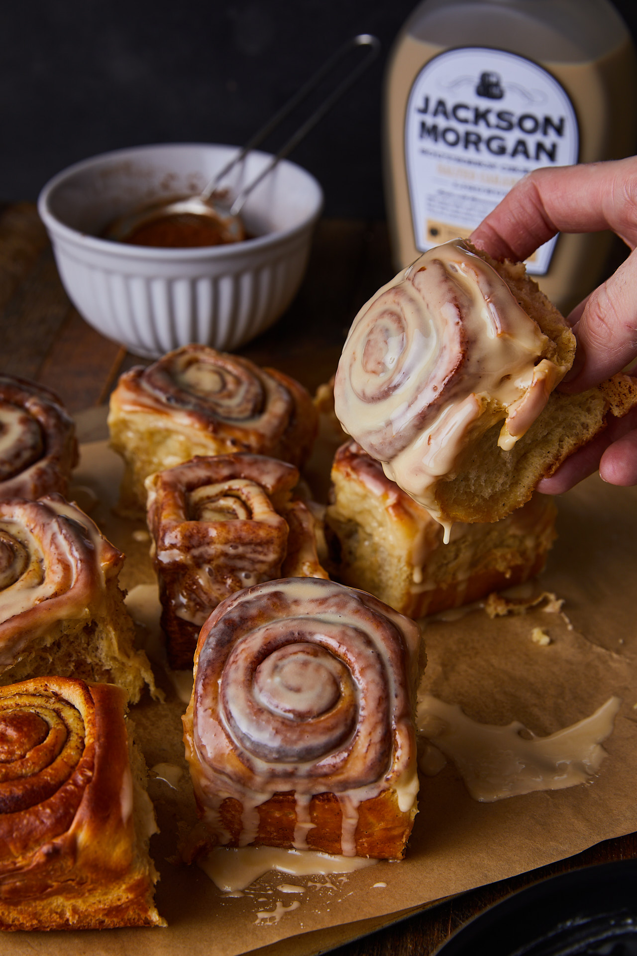 Whiskey Caramel Glazed Cinnamon Rolls Southern FATTY